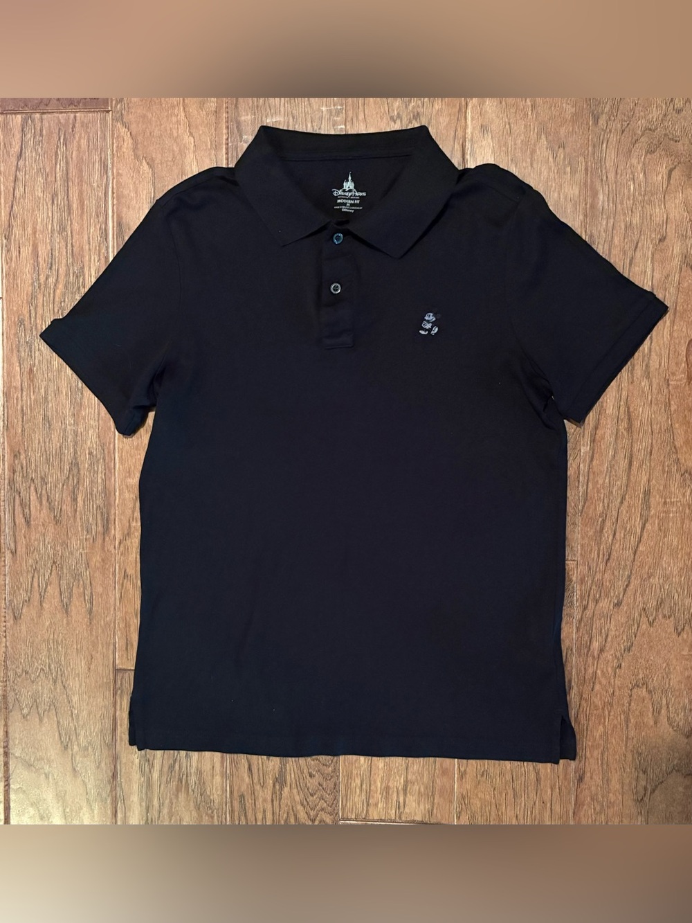 Disney Parks Ladies Mickey Logo Polo Shirt Modern Fit Black Sz Medium